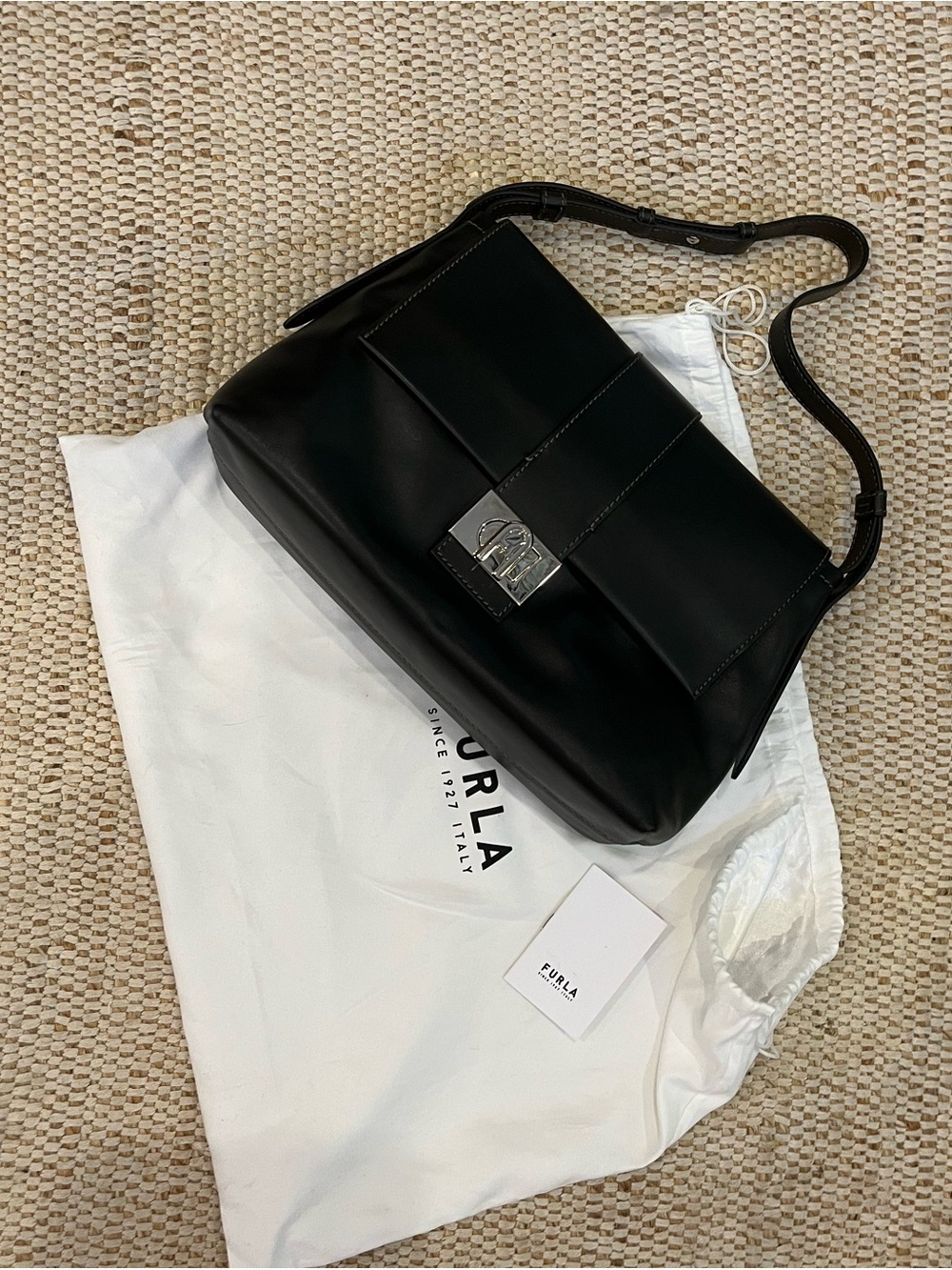 NWT Black Leather Top-Handle Shoulder Bag - Furla Charlie